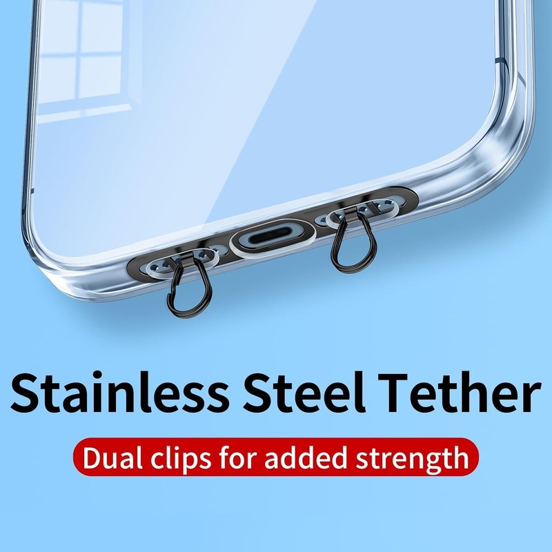 Metal Phone Tether Tab for iPhone, Cell Lanyard Patch with Black+black gallery
