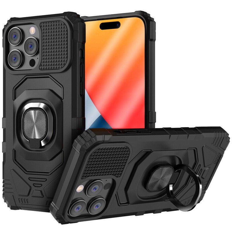 iPhone 15 Pro Max 15 Pro 15+ Plus Hard Hybrid Magnetic Ring Kickstand Case Cover