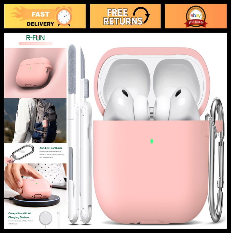 Soft Silicone Protective Case for AirPods Pro 3 (2025) – USB-C, Cleaning Kit, Ke
