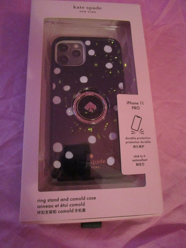 NIB Kate Spade Ring & Black Dot Resin iPhone 11 Pro Ring Comold Case & Stand