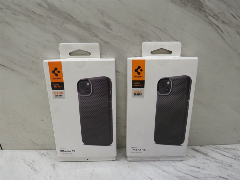 2x New Spigen Core Armor Series Case for Apple iPhone 15 Pro Max – Black