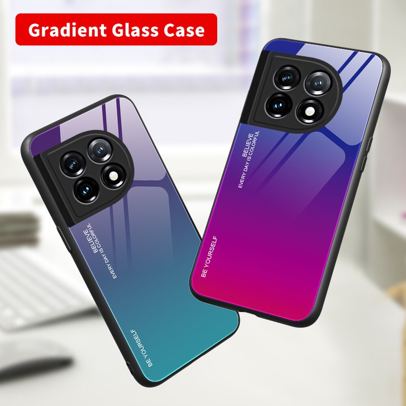 For OnePlus 11 5G, Shockproof Fashion Hybrid Glass Gradient Shell Cover Case
