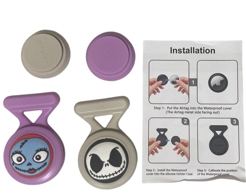2 Halloween Air Tag Holders Case with Pin Back Adults Kids