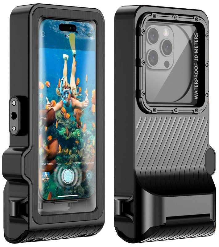 Waterproof Phone Case for Snorkeling – Underwater Touchscreen Housing, Black