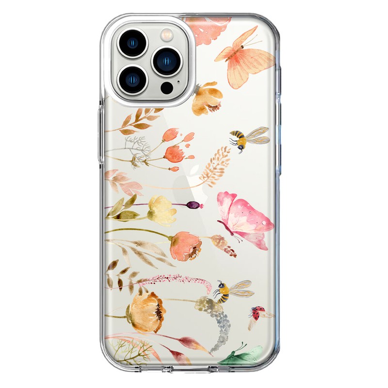 For Apple iPhone 13 Pro Max Shockproof Case Meadow Flowers Butterflies