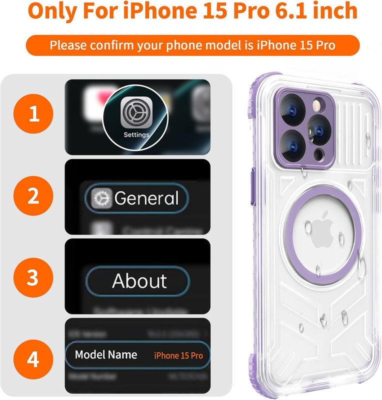 for iPhone 15 Pro Waterproof Case, IP68 Underwater Case Built-in Screen Protecto gallery