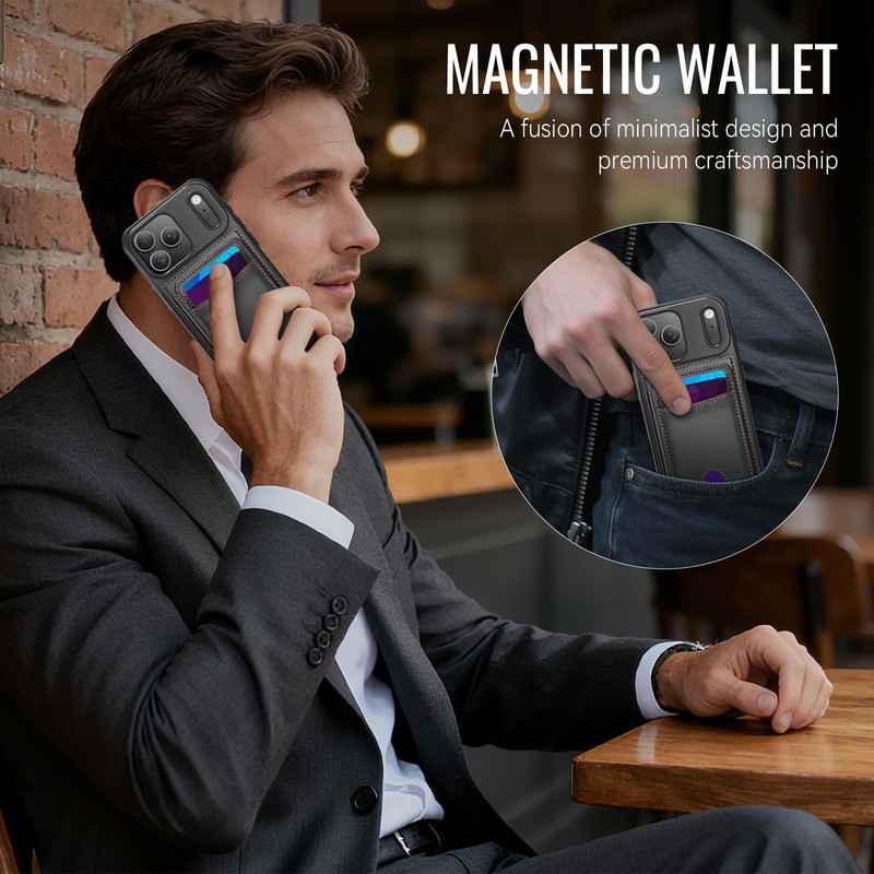 2-in 1 Mag Safe Case For iPhone 17 Pro Max Air 16 15 14 13 12 Detachable Wallet gallery