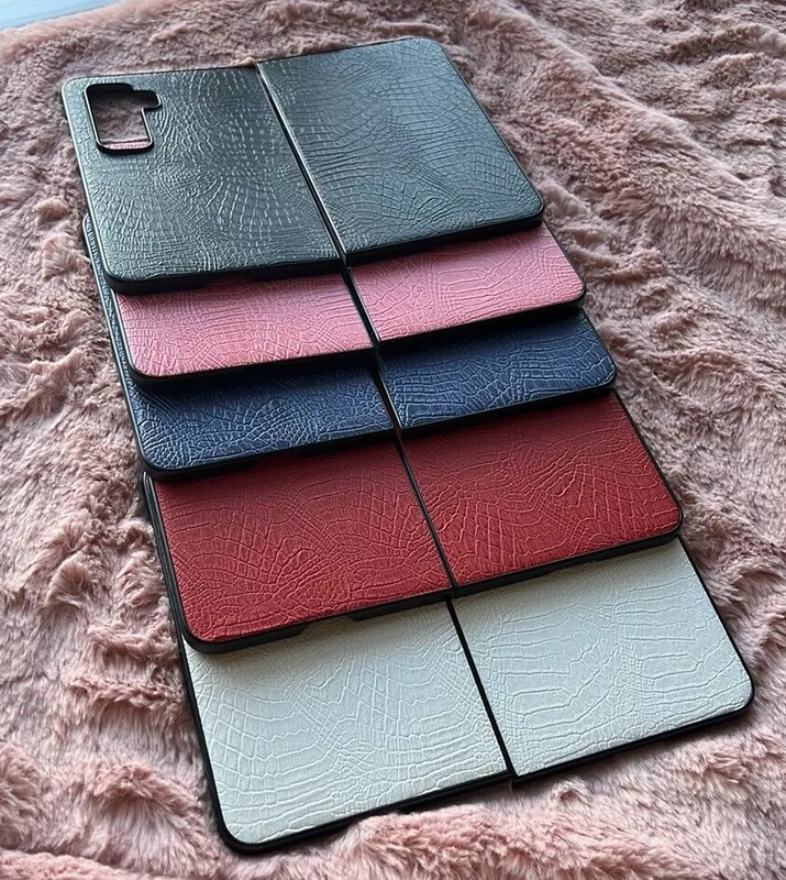 For Microsoft Surface Duo 2 Skin Touch Croc PU Leather Case Hard Back Cover