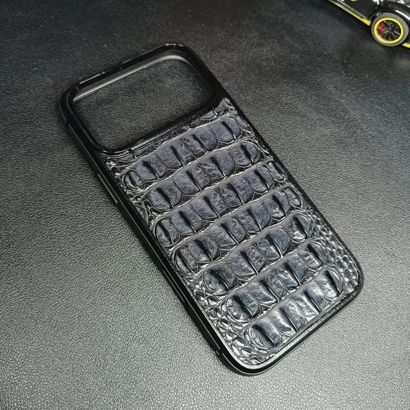 Handmade Genuine Crocodile Leather Case for iPhone 17 Pro Max Air Military Cover gallery