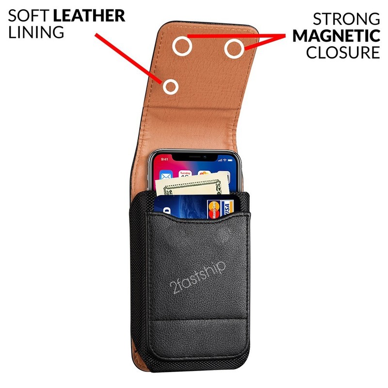 For iPhone 16 / Plus 16 Pro / Pro Max Leather Nylon Case Belt Clip Holster Pouch gallery