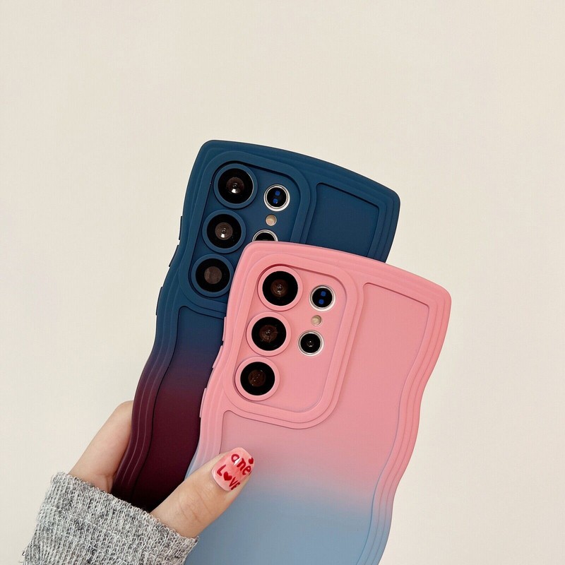 Gradient Cute Curly Wave Shape Bumper Soft Silicone Protective Case For Samsung gallery