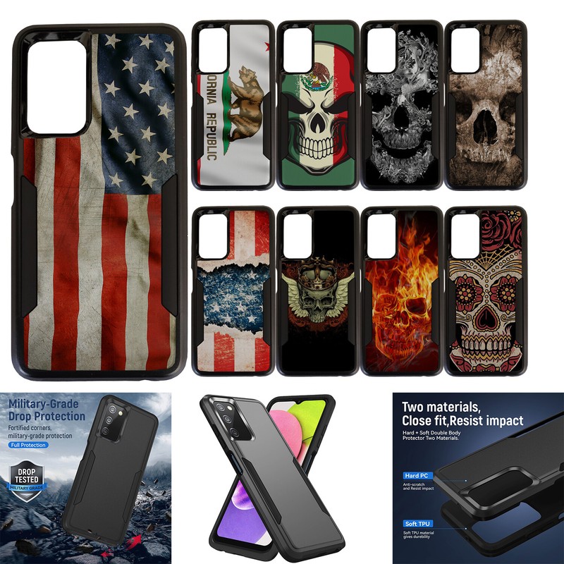 For [Samsung Galaxy A03S][DUAL TACTICAL][Hybrid Two Piece Case]Shock Cover