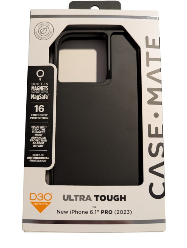 i5. Case-Mate Ultra Tough Case for iPhone 15 Pro – Black W/Magsafe D30 Protect