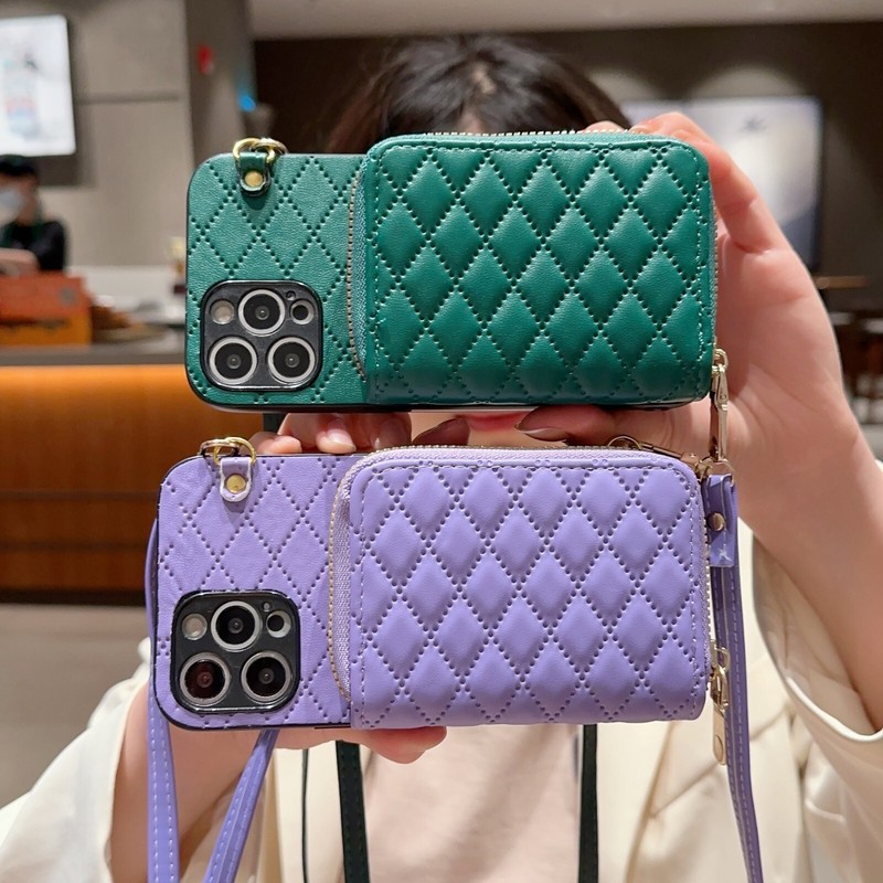 For Various Phone Crossbody Wallet Card Case Purse + Strap Leather High Quality