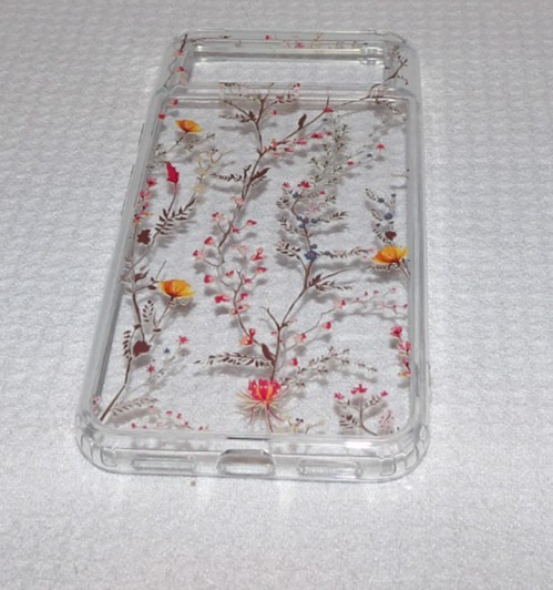 For Google Pixel 8 Pro Clear w Floral Pattern Plastic Rigid Cell Case Cover