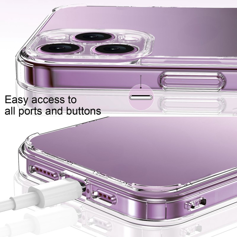 For iPhone 16 Pro Max/16 Pro/16 Case Phone Cover Shockproof Clear+Tempered Glass gallery