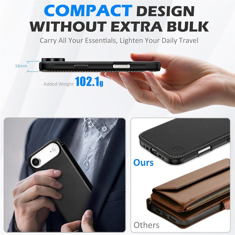 SHIELDON Leather Wallet Case for iPhone Air 6.5″ 2025 Black gallery