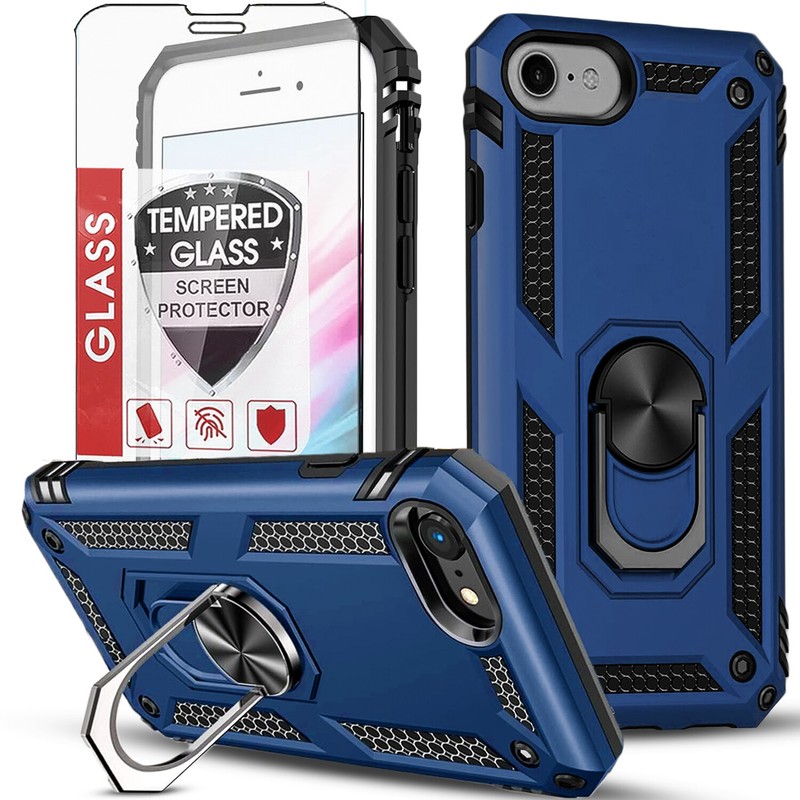 For iPhone 17e Case 16e Phone Cover Shockproof Kickstand + Tempered Glass gallery