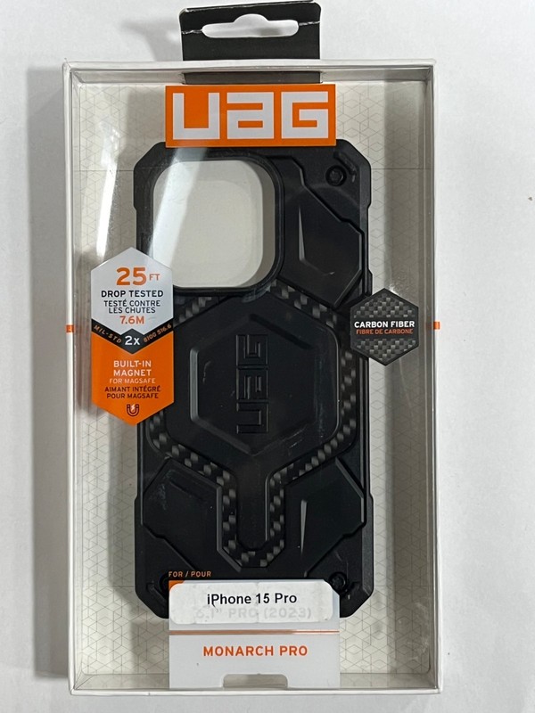 Urban Armor Gear UAG Monarch Pro MagSafe Case for iPhone 15 Pro – Carbon Fiber