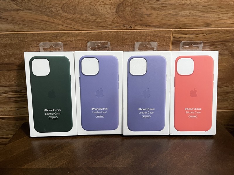 Genuine – Apple – iPhone 13 Mini- Silicone and Leather Case – Multiple Colors