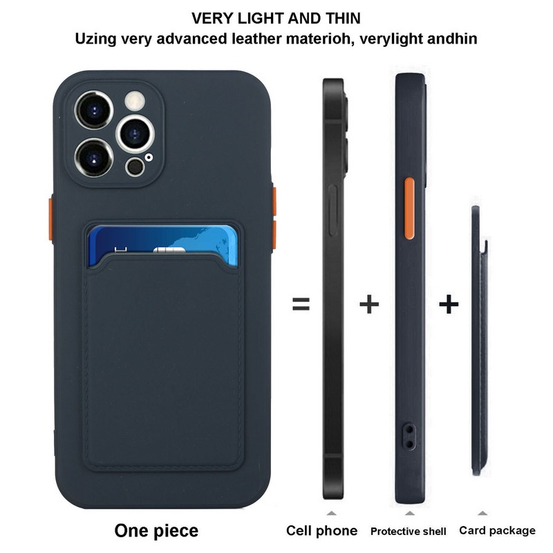 For iPhone 15 Pro Max 13 Pro 14 Shockproof Rubber Card Holder Wallet Case Cover gallery