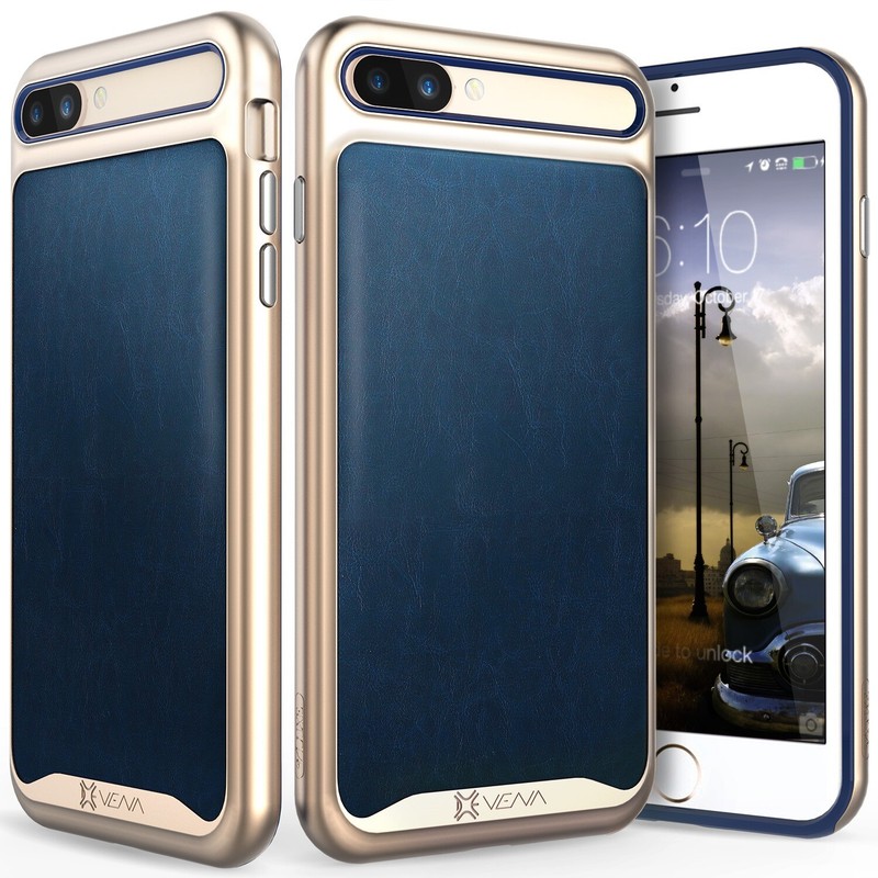 For iPhone 8 Plus 7 Luxury Leather Dual Layer Bumper Shockproof Slim Case Cover