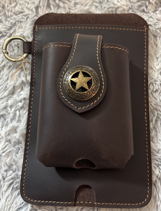 All Leather Mobile Phone Bag with Belt Clip Leather Cigarette Case Key Ring Cas