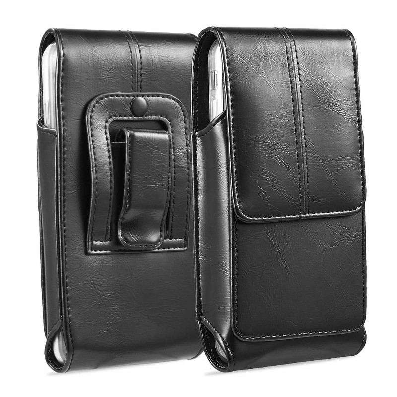 Vertical Leather Case Cover Pouch Holster With Belt Loop For Large Cell Phones