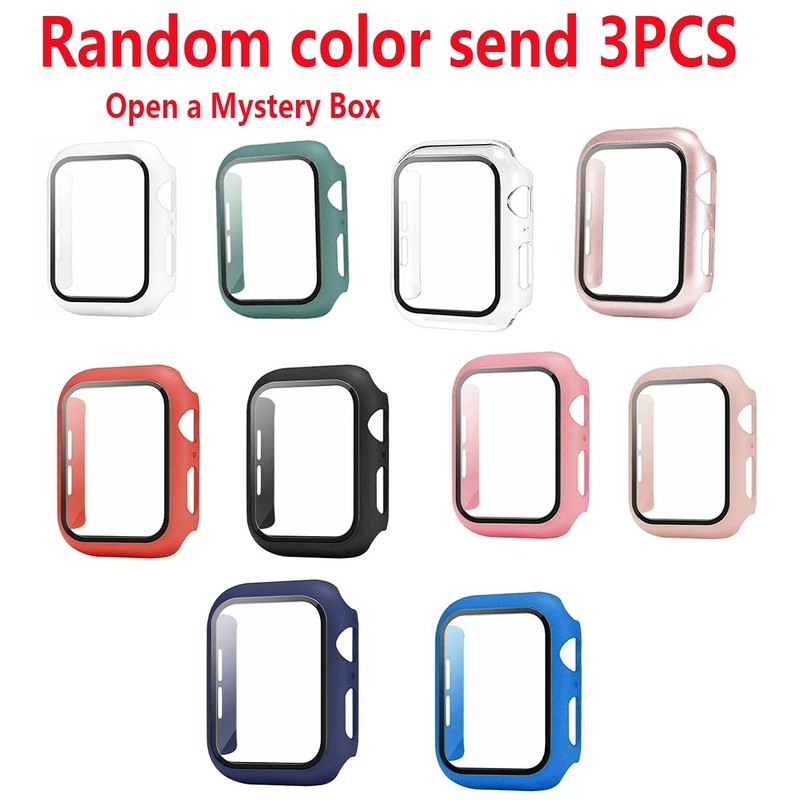 3PCS For Apple Watch Screen Protector Case Series 8 7 6 5 4 SE 3 Tempered Glass