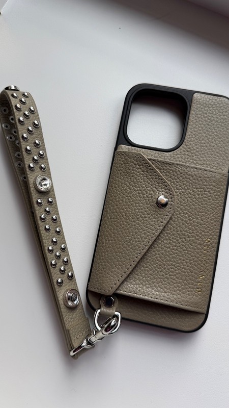 BANDOLIER Hailey Greige Phone Case iPhone 14 Pro Max with Wrist Strap