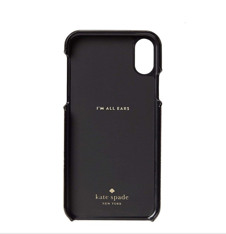 NWT Kate Spade Penguin Applique Black Silver Glitter iPhone X/XS Case gallery