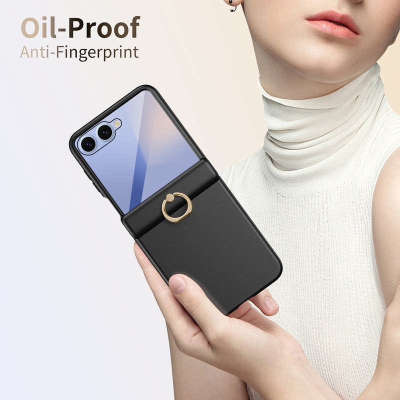 Solid Color Case For Samsung Galaxy Z Flip 7/6/5/4/3 Hinge Ring Holder Cover gallery