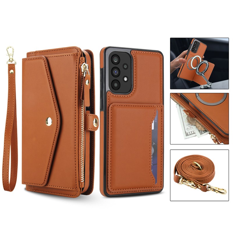 Zipper Magnetic Detachable Wallet Case w/ Strap for Galaxy A16 5G/A36 5G/A56 5G gallery