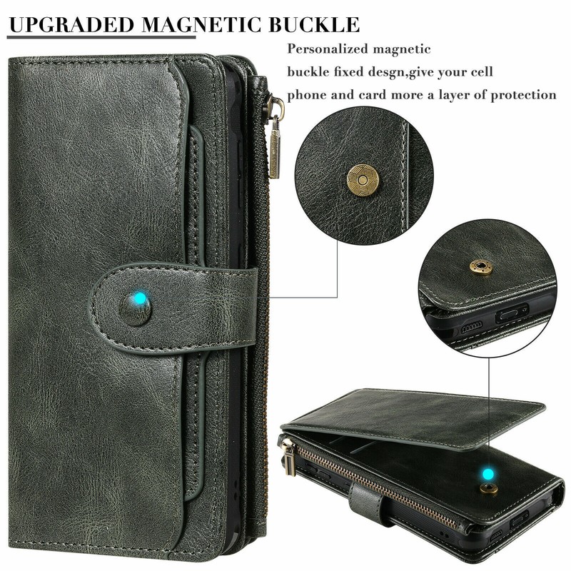 Zipper Leather Wallet Phone Case For iPhone 11 12 13 14 15 Pro Max XR XS 7 8 SE gallery