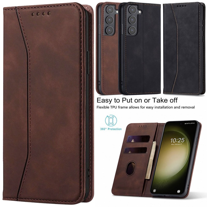 For Samsung Galaxy S23 Ultra/Plus S23 FE Magnetic Case Wallet Flip Leather Cover