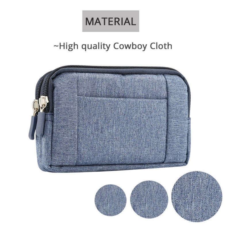 Universal Nylon Zipper Bag Denim Belt Clip Loop Hook Pouch Wallet Waist Case Bag gallery