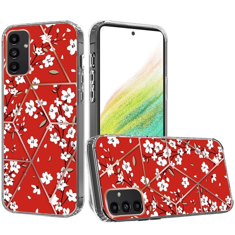ART IMD Chrome Beautiful Design ShockProof Case Cover Floral RED For Samsung A54
