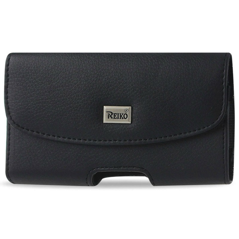 For Apple iPhone 8 / 7 / SE 2022 Leather Reiko Pouch BLACK – Fits w/ Protector