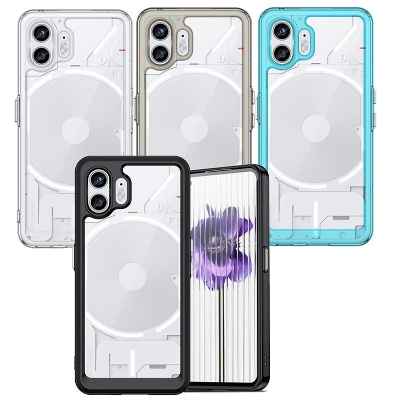For Nothing Phone 2 Rugged Rubber Frame Clear Acrylic Hard case back shell cover