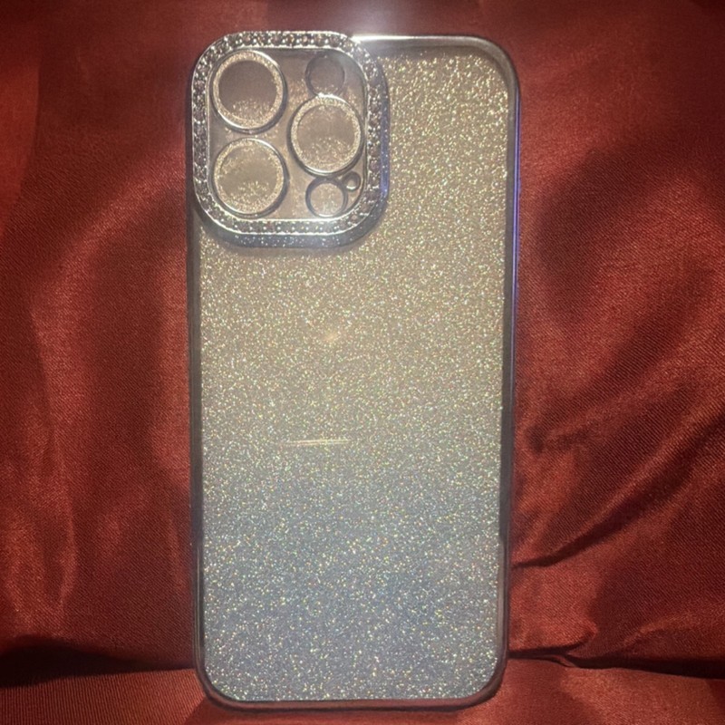 Silver blue Glitter Sparkle Back Case Cover for Apple iPhone w/ Camera Cutout