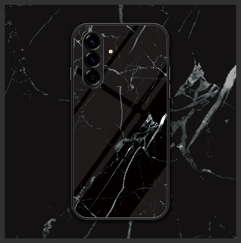 For Samsung Galaxy A57, Luxury Hybrid Armor Marble Glass Soft Bumper Case Cover