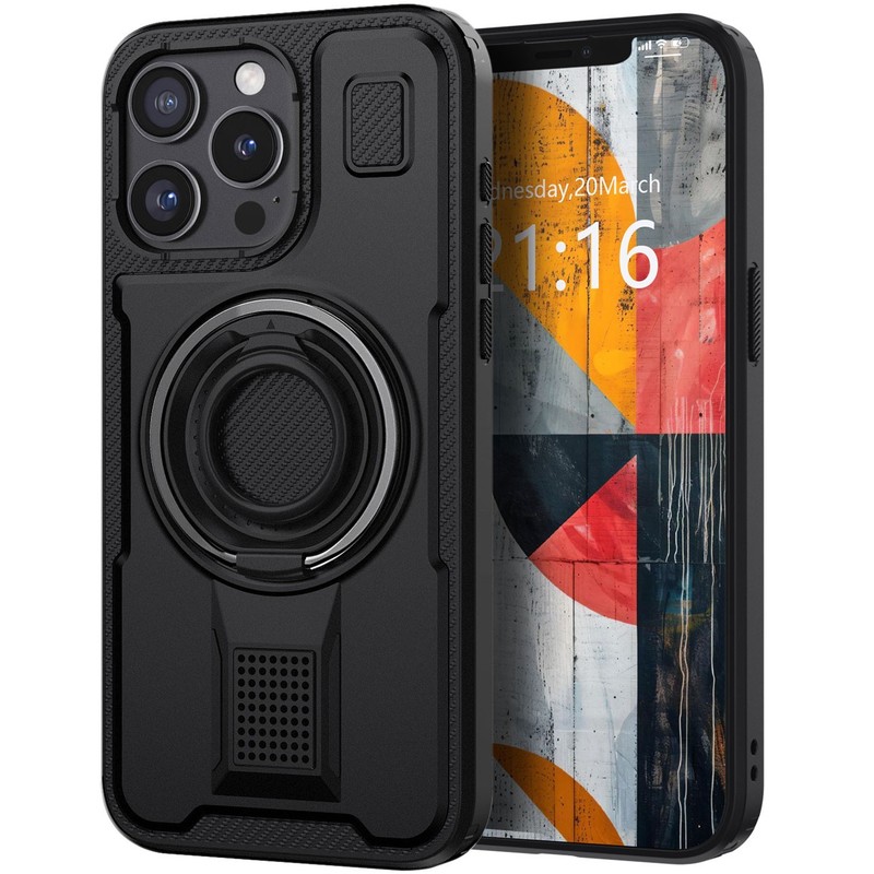 For iPhone 12 Pro Max/12 Pro/12 Rugged Hybrid Protect Case Cover,Ring Kickstand