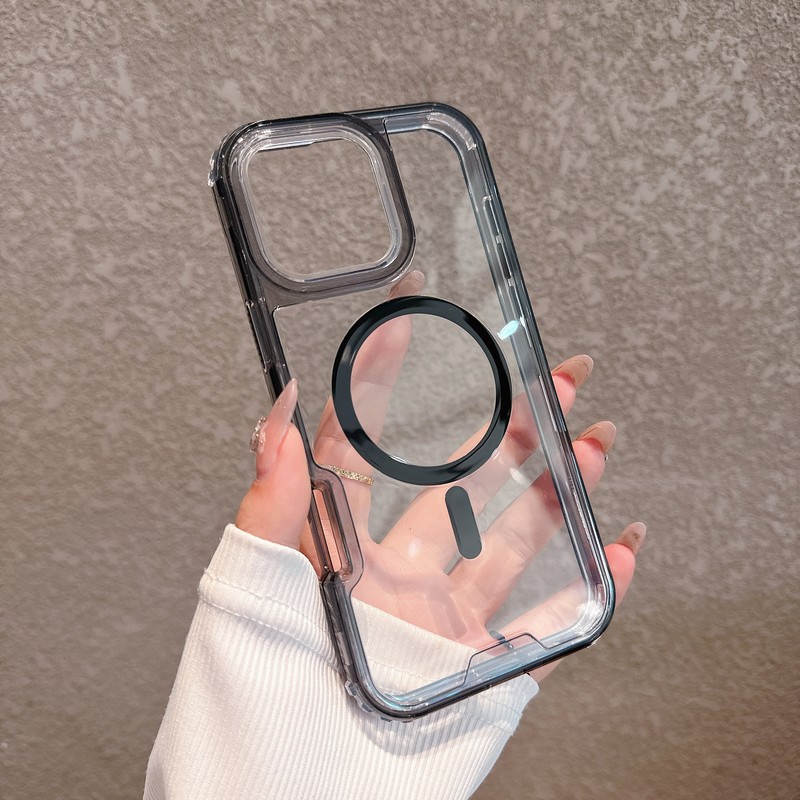 Glossy Magnetic Case Hybrid Clear Back Cover For iPhone 16 Pro Max 15 14 13 12