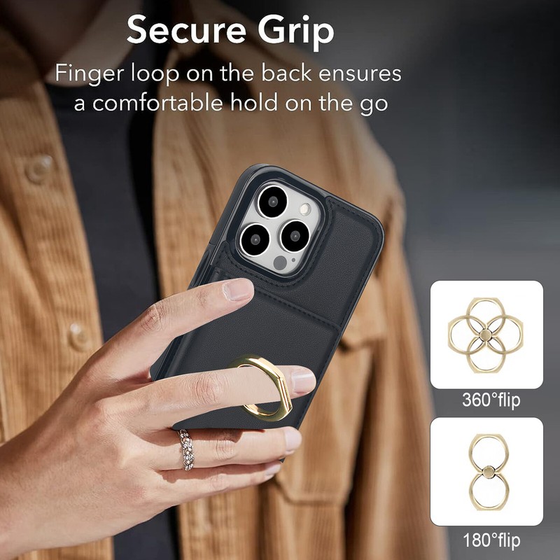 Wallet Case for iPhone 16 15 14 13 12 11 Pro Max SE 2022 XR with Rotation Ring gallery