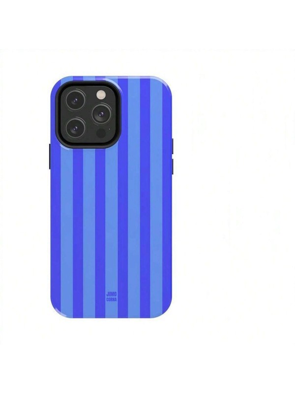 Vibrant Blue Striped Tough Phone Case Mixed Color 1 For iPhone & Samsung