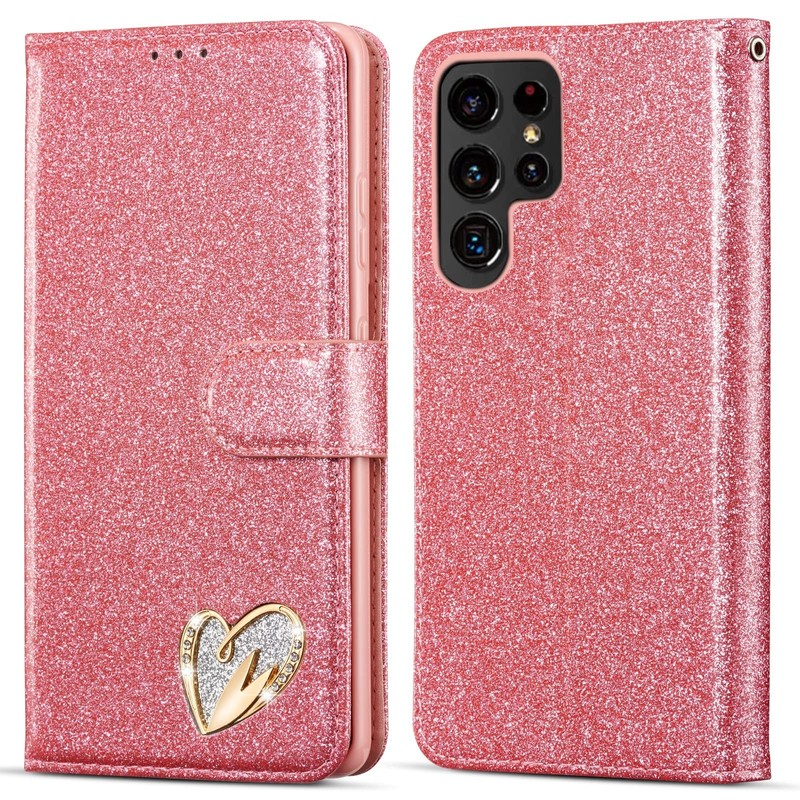QLTYPRI Case for Samsung Galaxy S25 Ultra, Bling Shiny Glitter Flip Folio Case F