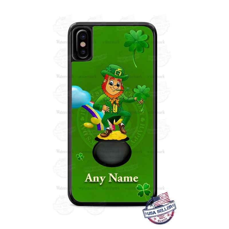 Happy St Pattrick’s Day Leprechaun on Gold Custom Phone Case fits iPhone Samsung