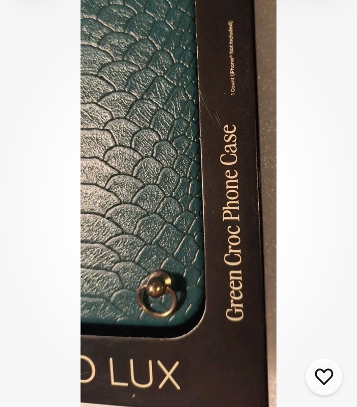 Hello Lux iPhone 14 Pro Max Green Croc Phone Case, Metallic Gold Accents gallery