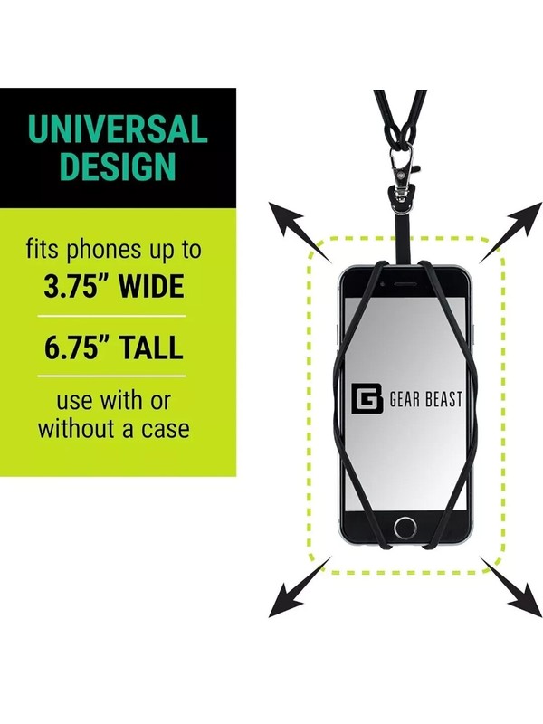 Lot of 2 Gear Beast Phone Lanyard-Neck Phone Holder w/Card Pocket Silicone Black gallery