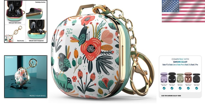 Mint Green Floral Case Cover for Galaxy Buds Pro 2/2/Live – Lightweight Design gallery